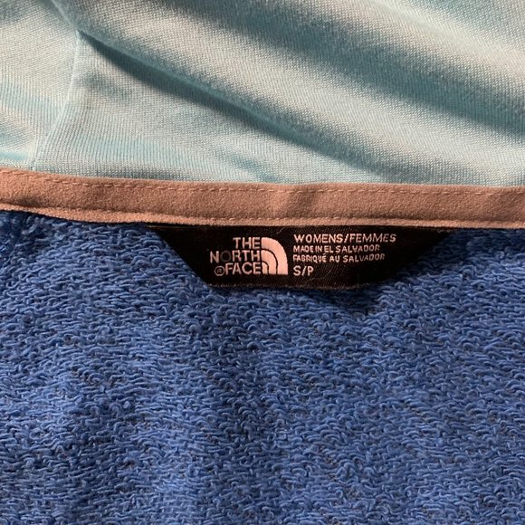 Women's The North Face Small Blue Hooded Full Zip Soft Terry Cloth Jacket EUC - Picture 3 of 12